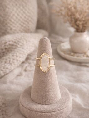 Kendra Scott Gold Oval Clear Stone Double-Band Ring